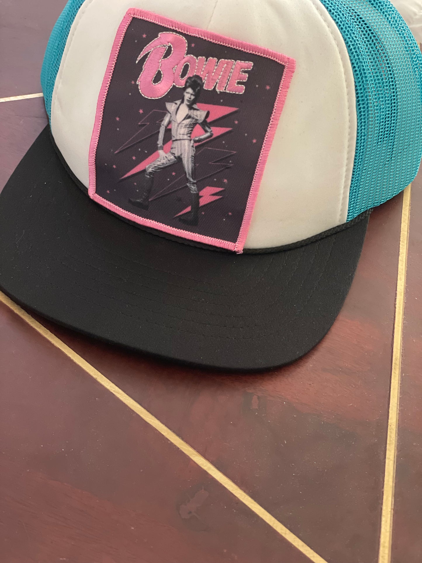 Neon Blue BOWIE Trucker Hat